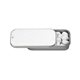 aerial view a silver & peppermint flavor option promotional 2 x 1 small silver rectangular slider tin with mints with your logo, image 1 of 2