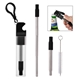 aerial view a black straw kit with bottle opener, image 1 of 3