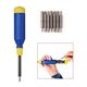 aerial view a blue with yellow megapro 15- in -1 multi - bit screwdriver, image 1 of 3
