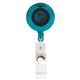 aerial view a translucent blue promo retractable badge holder, image 1 of 3