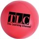 a red large round stress ball