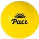 a yellow large round stress ball