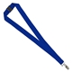 aerial view a royal blue 1 silkscreen lanyard with free breakaway safety release and optional swivel or bulldog clip, image 1 of 4