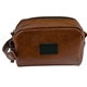 aerial view a brown leather del mar premium leather dopp kit, image 1 of 3
