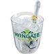 a clear 125 oz plastic champagne ice bucket with handle