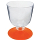 a clear bowl & orange stem 7 oz short stem plastic wine glass with your choice of base color