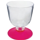 a clear bowl & pink stem 7 oz short stem plastic wine glass with your choice of base color