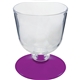 a clear bowl & purple stem 7 oz short stem plastic wine glass with your choice of base color