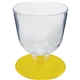 a clear bowl & yellow stem 7 oz short stem plastic wine glass with your choice of base color
