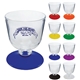a group of 7 oz short stem plastic wine glass with your choice of base color