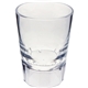 aerial view a clear 2 oz premium plastic fluted shot glass, image 1 of 2