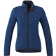 aerial view a metro blue heather (550) womens tremblant sweater knit full zip jacket with thumb holes, image 1 of 8