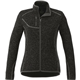 aerial view a black smoke heather (994) womens tremblant sweater knit full zip jacket with thumb holes, image 1 of 5
