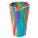 aerial view a hippie hops (rainbow swirl) silipint(r) original straight up pint glass - 16 oz, image 1 of 3