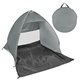 aerial view a gray with black throw shade pop up tent, image 1 of 2
