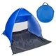 aerial view a royal blue with black throw shade pop up tent, image 1 of 2