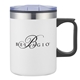 aerial view a white 14oz double wall camping mug, image 1 of 2