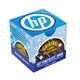 aerial view a custom blue drizzle hot chocolate bomb in full color gift box, image 1 of 2
