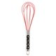 aerial view a red stainless steel handled rubber whisk, image 1 of 2