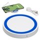 aerial view a white/blue power disc 5w wireless charger, image 1 of 2