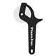 aerial view a black multifunctional plastic pizza cutter, image 1 of 2