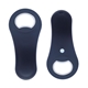 aerial view a black rounded bottle opener with magnet, image 1 of 3