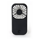 aerial view a black hand - held matte finish portable fan, image 1 of 2