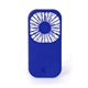 aerial view a blue hand - held matte finish portable fan, image 1 of 2