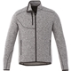 aerial view a light heather grey (922) mens tremblant sweater knit full zip jacket with thumb holes, image 1 of 5