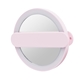 aerial view a pink led mirror with swivel handle, image 1 of 3
