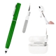 aerial view a metallic green stylus pen with earbud cleaning kit, image 1 of 4