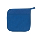 a blue quilted padded pot holder trivet
