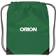 aerial view a dark green small drawstring backpack, image 1 of 2
