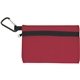 aerial view a red neoprene ditty bag w / carabiner, image 1 of 2