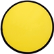 aerial view a yellow flying disc with pouch, image 1 of 2