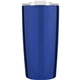 aerial view a blue with clear lid 20 oz odin vacuum travel insulated stainless steel tumbler, image 1 of 2