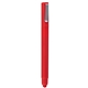 aerial view a red 186 (close to pms 186) cubic soft rubberized touch square stylus pen, image 1 of 2
