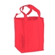 aerial view a red grocer super saver non - woven tote, image 1 of 2