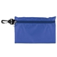 aerial view a blue 28 piece multi - bandage healthy living pack in supersized zipper kit components inserted into zipper kit with plastic carabiner attachment plus antiseptic towelettes, image 1 of 2