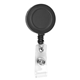 aerial view a black bellefontaine vl 30 cord round retractable badge reel and badge holder with rotating alligator clip attachment, image 1 of 4