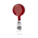 aerial view a red bellefontaine vl 30 cord round retractable badge reel and badge holder with rotating alligator clip attachment, image 1 of 4
