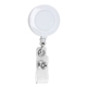 aerial view a white bellefontaine vl 30 cord round retractable badge reel and badge holder with rotating alligator clip attachment, image 1 of 4