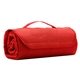 aerial view a red ready to roll roll up fleece blanket, image 1 of 4