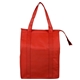 aerial view a red 12w x 16h x 10 gusset - large insulated cooler zipper tote bag, image 1 of 4