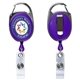 aerial view a purple 30 cord retractable carabiner style badge reel badge holder, image 2 of 2