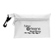 a white polyester zipper pouch w / clip 3 1/4 x 4 3/4