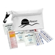 a white polyester zip clip tote sun care kit