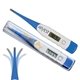 a blue/white reusable digital thermometer