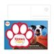 a group of post card with full - color paw print luggage tag