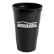 aerial view a black 22 oz poly stadium cup, image 1 of 2